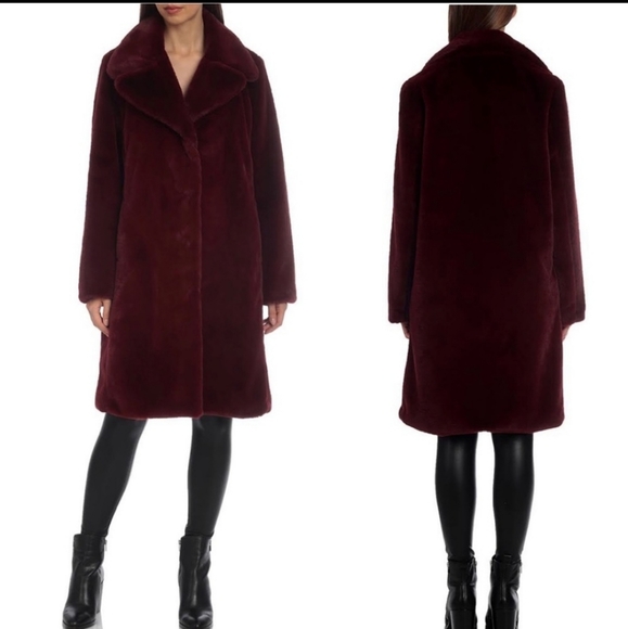 Badgley Mischka *blue* faux fur bunny trench coat - Picture 7 of 7